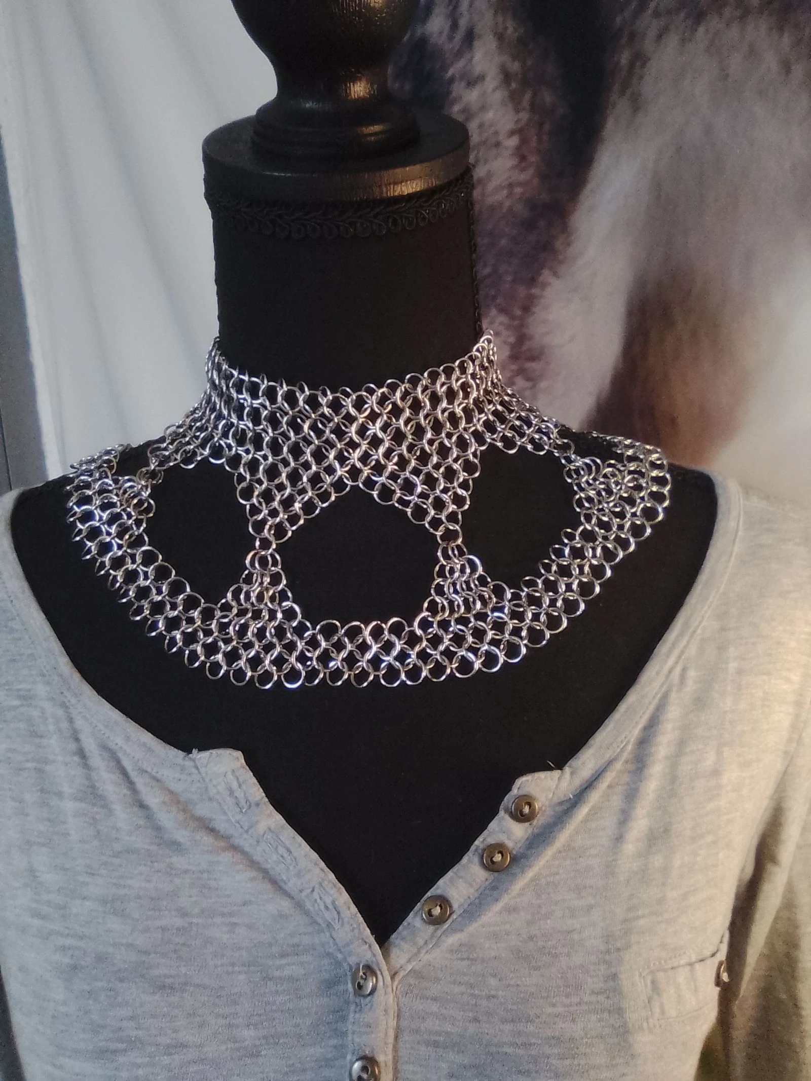 Collier choker XL décolleté chainmail européen Style gothique 